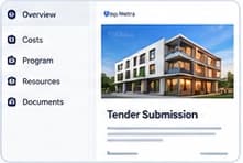 Tender submission document with cover image